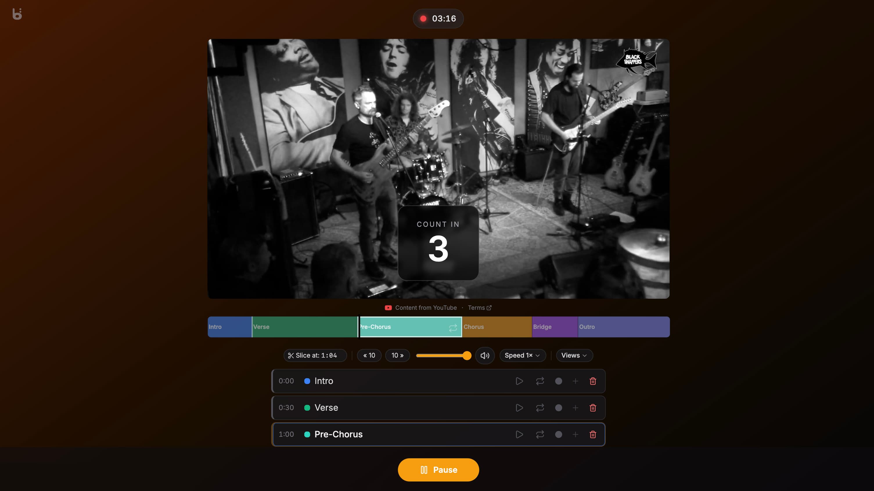 Section Focus active with one section stretched full width